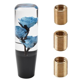 Blueshyhall Car Gear Knob Flowers with Rose Pattern, Creative Universal Gear Lever Handle Car Gear Stick Shifter Knob Made of Acrylic Car Tuning Gear Knob Decoration Funny with 8/10 mm Adapters (Blue)