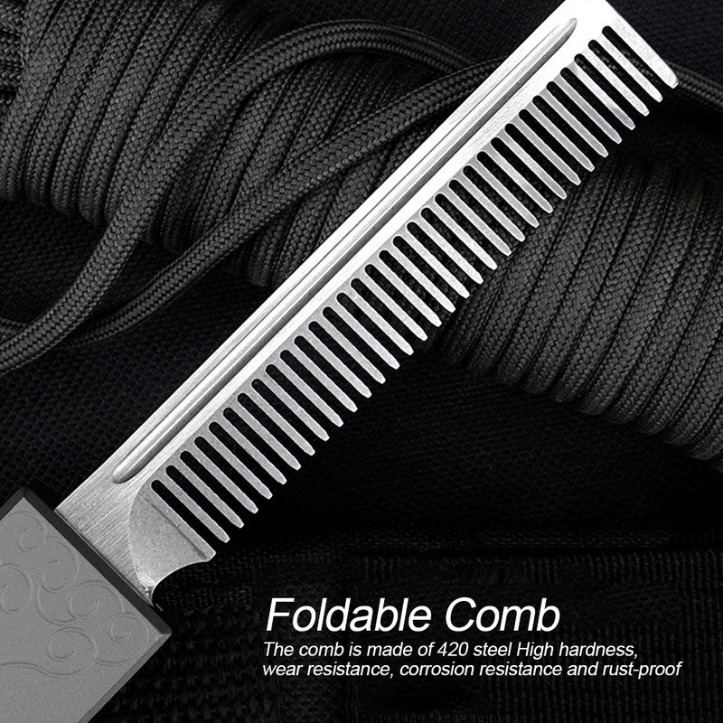 Stainless Steel Spring Comb Hair Beard Folding Pocket Comb Hairdressing