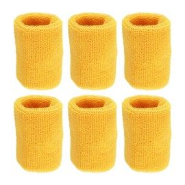 PATIKIL 6pcs 8x10cm Sport Wristband for Tennis Basketball Running Sweatband Sweat Absorbent Cotton Terry Cloth Wrist Sweatband Yellow