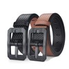 MACBORO Big Buckle Reversible Leather Belt | TSA Approved, Hypoallergenic,