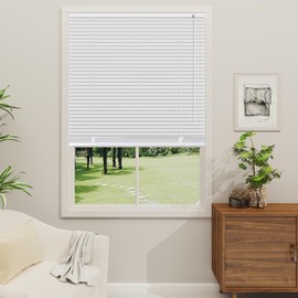 OptiBlinds Cordless 1" Mini Blinds Suitable for 27.5" W x 64" H Windows Darkening Waterproof Aluminum Heat Resistant Horizontal Window Blinds & Shades Hidden Install for Bedroom,Kitchen,Bathroom