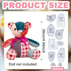 10 Pcs 15 Inch Reusable Memory Bear Acrylic Sewing and Quilting Templates