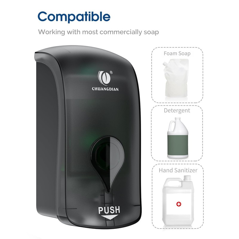 Foaming Hand Soap Dispenser, 35oz (1000ml) Manual Refillable Wall Mount