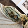 Green Marble Vanity Tray 9.8", Natural Stone Organizer for Bathroom