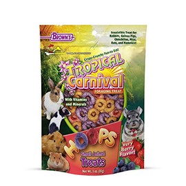 F.M. Brown's Tropical Carnival Hoops Small Animal Treats, 3-oz Bag - Vitamins and Minerals for Rabbits, Guinea Pigs, Chinchillas, Mice, Rats and Hamsters, Supports Healthy Teeth and Gums