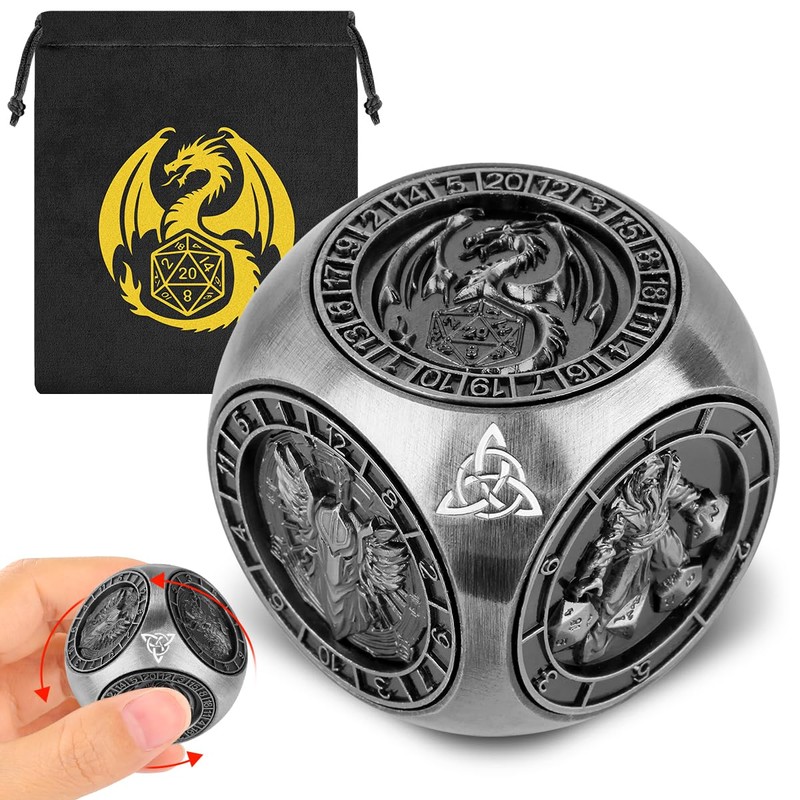 DND Fingertip Spinner Dice, 7-in-1 Metal Dice Set with 3D