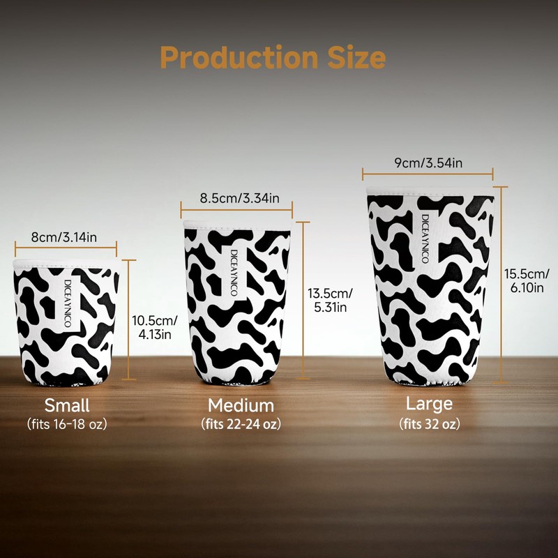 Diceaynico Cup Sleeve, 3 Pack Reusable Cup Cooler 3 Size
