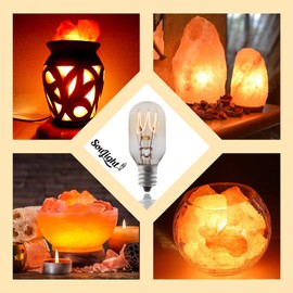 SouLight Salt Lamp Bulb -15 Watt Replacement Bulbs for Himalayan Salt Lamp & Baskets, Scentsy Plug-in & Wax Warmers, Night Lights. T20 E12 Socket with Candelabra Base, Clear, 8 Pack