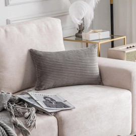 Home Brilliant Lumbar Pillow Decorative Pillow Cover Striped Corduroy Solid Cushion Cover Oblong Pillowcase for Girl Gifts, 12 x 20 inches, Dry Rose Pink