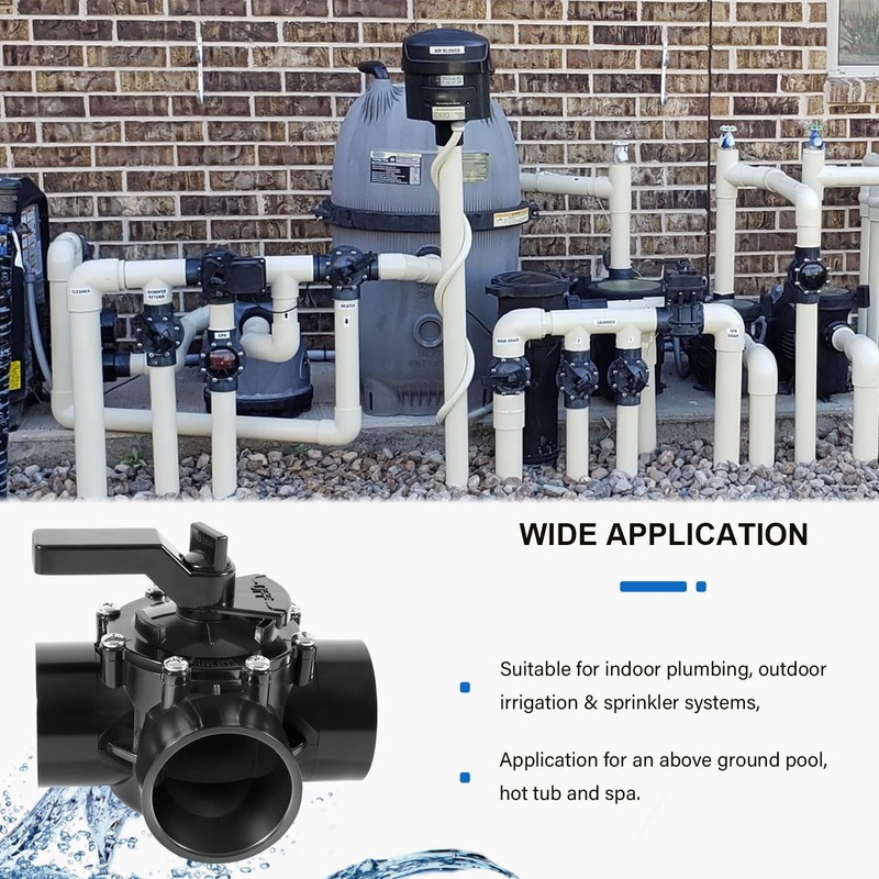 Bzsunway 3-Port 2" Diverter Valve with PVC Pipe Compatible with