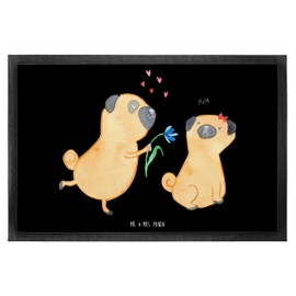 Mr. & Mrs. Panda 60 x 90 cm Doormat Pug in Love – Gift, Love Saying Engagement, Door Mat, Dog, Dirt Trap, Dog Love, Doormat