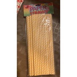 Paper Straws 50 pcs Pack White with Orange Polka Dots Biodegradable Drinking, Birthday, Party, Christmas, Xmas, Cafe, Restaurant, Wedding Straw in Bulk