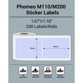 Phomemo M110/M110S/M200 Thermal Label- Black on Purple 1.57"x1.18"(40x30mm) for Small Business, Home, Office, 230 Labels/Roll