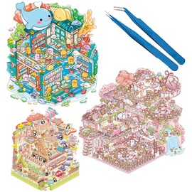 3 Set Sticker Scenes, Sticker Therapy, Scene Stickers Cute Cartoon Scene Sticker Fun Stacking Scene Stickers with Tweezers Giant Sticker Set (5)