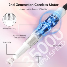 Lavinda Professional Nail Drill Machine, 35000RPM Electric Nail File Cordless Rechargeable Nail Efile for Acrylic Gel Nails, Manicure Pedicure Polishing Shape Tools for Salon Home Use-White