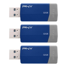 32GB PNY ODM Elite Edge USB 3.0 Flash Drive 3-Pack Blue – Durable Reliable Portable Storage to Store and Transfer