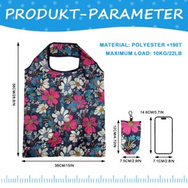 6 Pack Foldable Reusable Shopping Bags,Tote Bags, Grocery Bags with Hook, Eco-friendly Travel Recycle Shopping Bags in Pocket, Waterproof and Machine Washable for Daily Shopping Supplies load