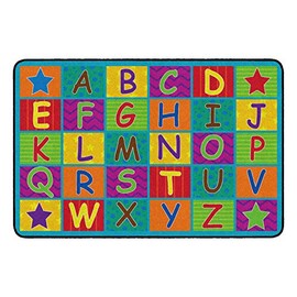 Flagship Carpets FE334-22A Cheerful Alphabet, Children's Educational Classroom Rug, 4'x6', Rectangle
