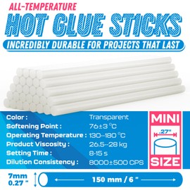 CYSINA Hot Glue Sticks Mini Size, 0.27" Dia x 6" Long, 100 Count