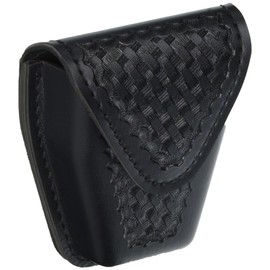 Safariland Model 190 Handcuff Case with Top Flap and Tapered Bottom, Black, Basketweave with Hidden Snap, for Standard Hinged Handcuffs