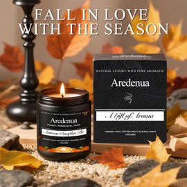 Vanilla Pumpkin Candle | Fall Scented Candle - Pumpkin Scented Candles for Autumn, Cozy Fall Aromatherapy Gifts - 7 OZ Autumn Soy Candles with 50hr Burn Time