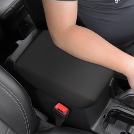 AOMSAZTO Console Cover for 2018-2026 Jeep Wrangler JL/Gladiator JT Armrest Covers for Wrangler JL Leather Black Keyhole