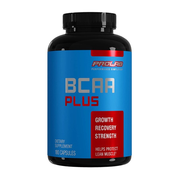 PROLAB BCAA PLUS, Branched Chain Essential Amino Acids, Build Lean Muscle Mass, Increase Strength & Recovery, 3780mg per serving,180 Capsules