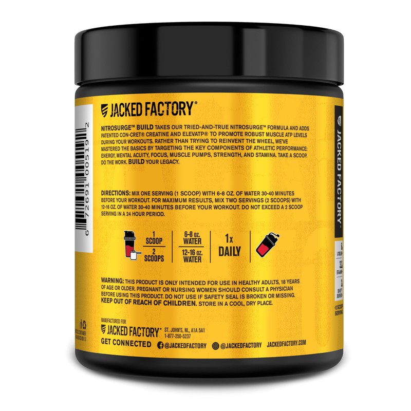 Jacked Factory Nitrosurge Build Pre Workout with Creatine for Muscle