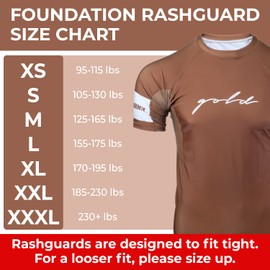 Gold BJJ Foundation Rash Guard - Ranked No-Gi and Gi Jiu Jitsu Rashguard (Short Sleeve, Brown, XL)
