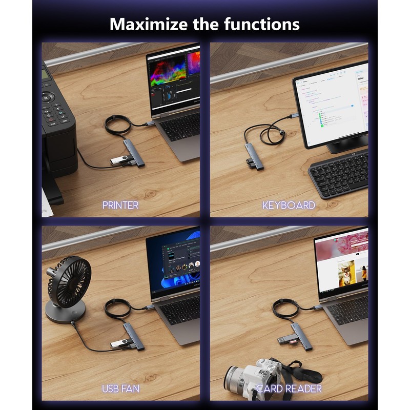 Aceele Hub USB C de 10 Gbps, 4 puertos USB