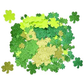 FANOST 350 Pieces St.Patrick's Day Foam Stickers, Glitter Shamrock Stickers, Green Shamrock Stickers, 3 Different Size Lucky Shamrock Stickers, Irish St.Patrick's Day Party Decoration Supplies