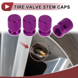 HEROFFIX 4 Pcs Mesh Pattern Tire Valve Stem Caps Decorative Tyre Valve Dust Covers 7x16mm Purple Aluminum Alloy