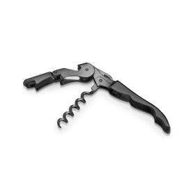 Viski Gunmetal Black Double Hinged Bottle Opener and Foil Cutter, Waiter’s Corkscrew Wine Key, 4.75", Set of 1