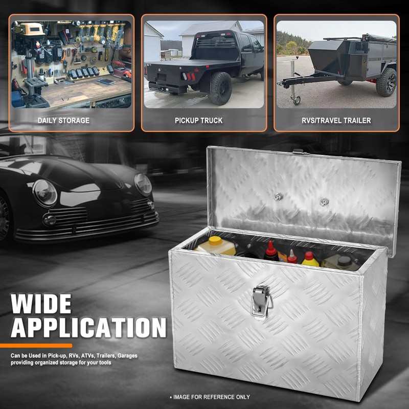 PM PERFORMOTOR Heavy Duty Diamond Plate Tool Box, Waterproof Square