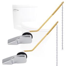 Hygie Rinse 2PACK Universal Metal Toilet Handle Replacement Kit - Side Mount Compatible With American Standard/Mansfield/Gerber - Tank Flusher Lever With Flapper Chain, Chrome