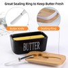 Lxmons Ceramic Butter Dish with Wooden Lid, Large Butter Container