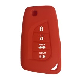 Key Fob Cover Corolla Camry: 4 Buttons Flip Remote Case Protector Silicone Fit for Toyota Corolla Cross Camry Corolla Hybrid 2018 2019 2020 2021 2022 2023 2024 8907006790 GQ473T HYQ12BFB Red