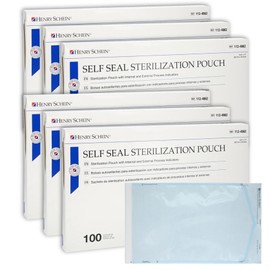 Henry Schein Self-Sealing Sterilization Pouches, Latex-Free, Built in Color Change Guide 10.5 in x 17 in 100/Bx, 6 Boxes, 600 Count