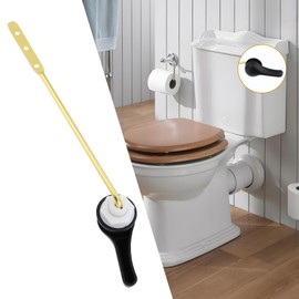 ECSiNG Toilettengriff-Ersatzteile Toilettengriff mit Goldener Aluminiumstange für Badezimmer-Wassertank-Frontschlüssel Schwarz
