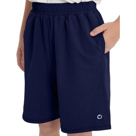 PATPAT Boys Shorts with Pockets, Quick-Dry Breathable Shorts for Running Soccer Basketball, Sports Team Uniform for Kids Teen, Motion Navy, US14/XL