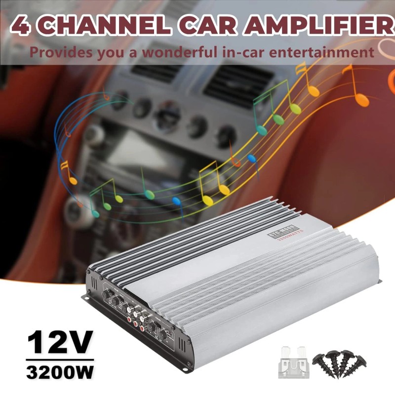 Yaeccc 3200W 4 Channel Car Amplifier 2 to 4 Ω