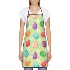 UNIWNEDS Happy Easter Colorful Easter Eggs Apron Adjustable Kitchen Chef Bib Aprons Cooking Aprons For Adult Men Women Bbq