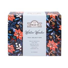 Ahmad Tea Christmas Selection Pack - 60 Teabags - English Breakfast, Earl Grey, Cinnamon Haze, Chai Spice, English Tea No.1, Cardamom - Festive Gift Box from Winter Wonderland Collection