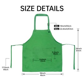 15 Pcs Kids Aprons with 2 Pockets for Boys and Girls Adjustable Kitchen Painting Aprons Bulk for Children 6-13, Multicolor