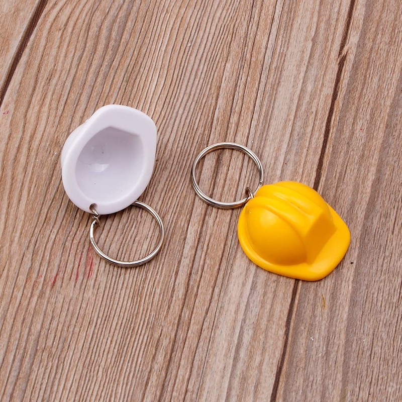 YUYUQUEEN keychain Plastic Safety Helmet Keychain Key Ring 3D Hard