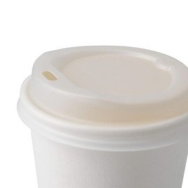 BIOZOYG Coffee To Go Lid for Drinking Cups, Diameter 80 mm, 50 Lids for Paper Cups Made of CPLA Bioplastic, 100% Biodegradable, Compostable, Recyclable, Drinking Hole Cup Lid, Flat, White