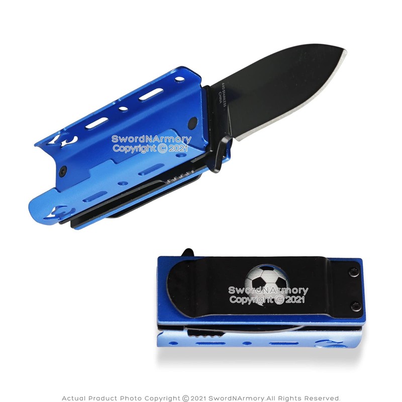 Munetoshi Ball 1.75” Blade Pocket Knife Lighter Holder Blue