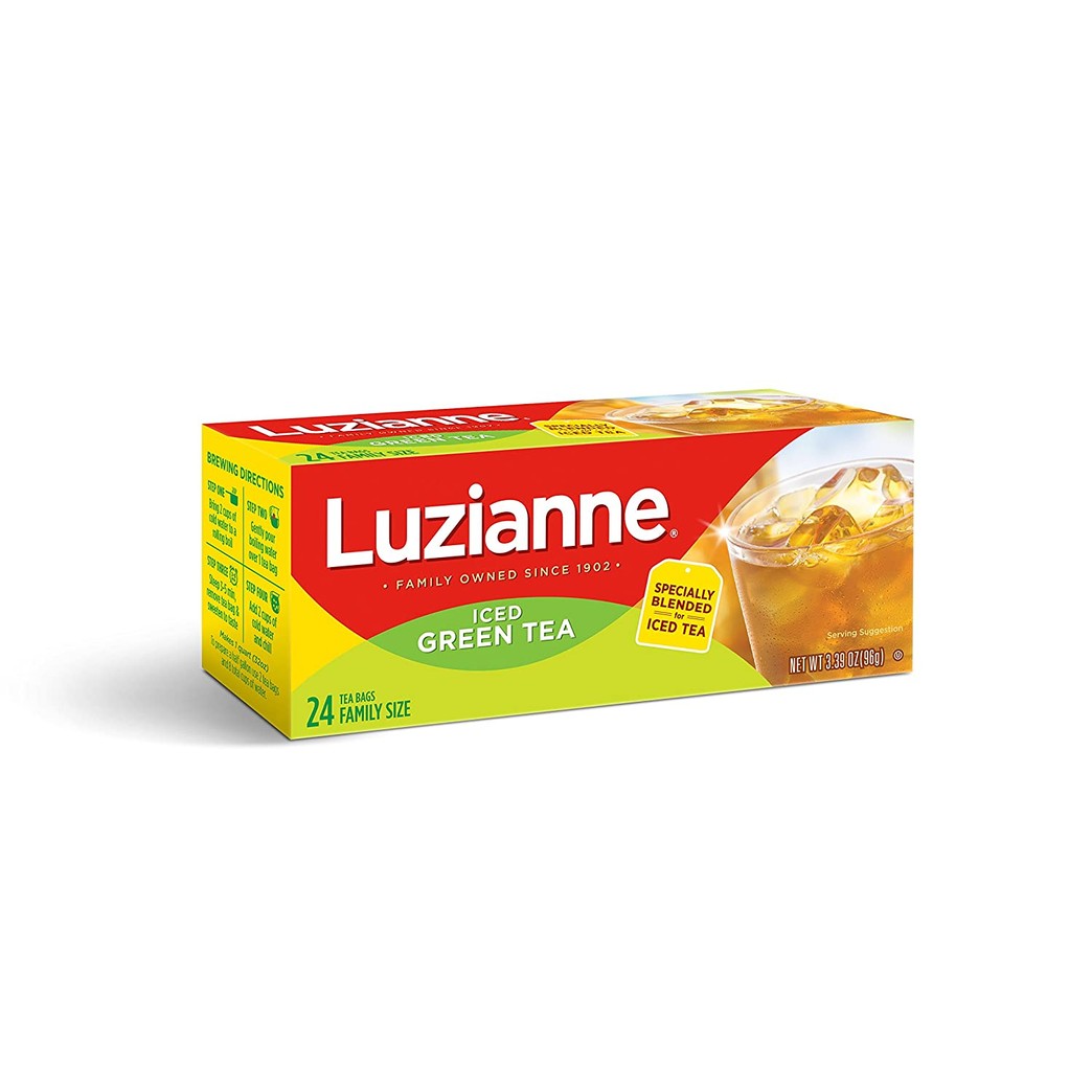 Luzianne Specially Blended for Iced Tea, Green Tea Family Size, 24-Count Tea Bags (Pack of 12)