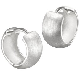 Vinani Women's Earrings 925 Silver – Folding Hoop Earrings Brushed Rounded – 925 Sterling Silver for Women – CARG, Sterling Silver, No Gemstone