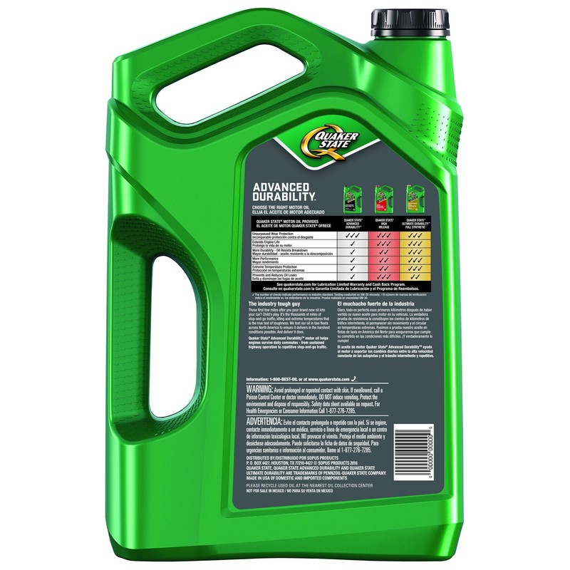 Quaker State Advanced Durability Conventional 5W-30 Motor Oil (5-Quart, Single